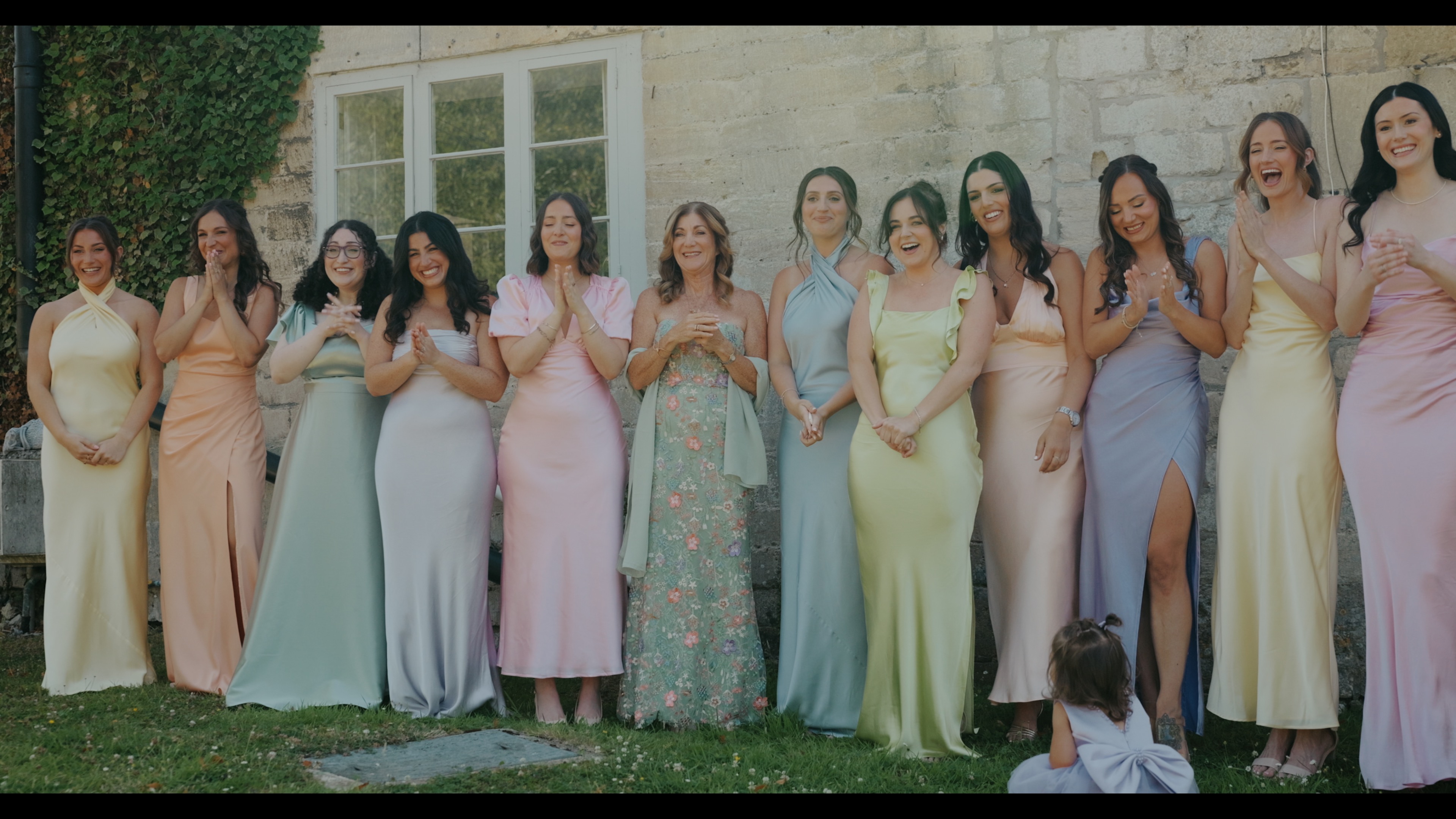 Bridesmaids getting ready on wedding morning